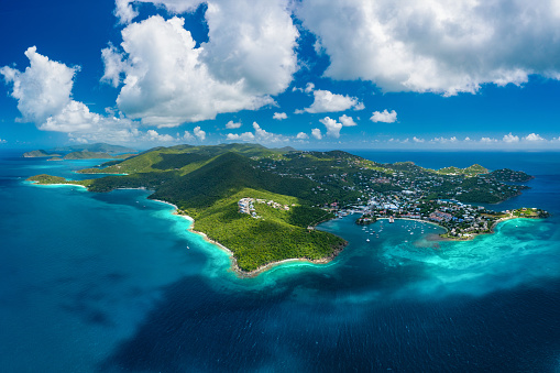 Aerial view of the island of St. John, United States Virgin Islands