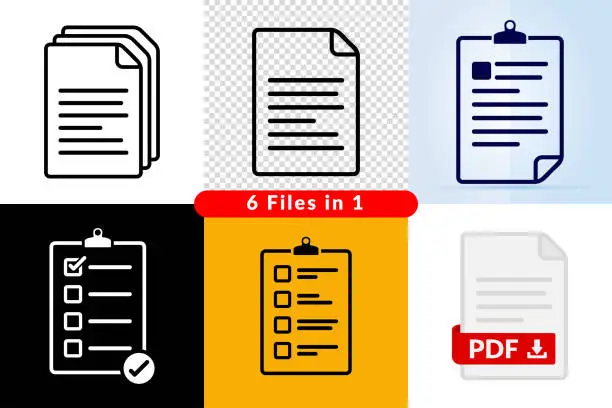 Vector illustration of Set of document and folder icons.