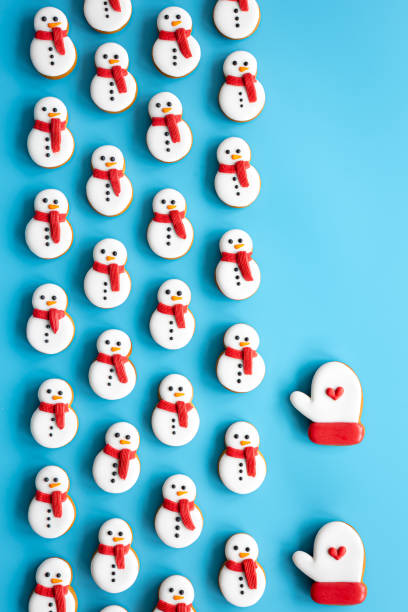 istock Christmas gingerbread on a blue background, flat lay. 1713546358