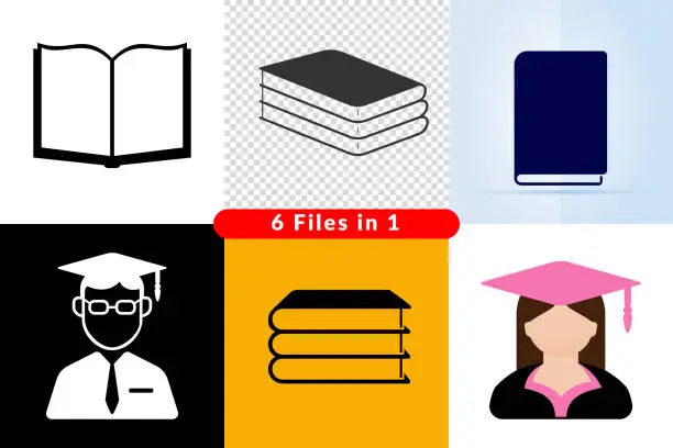 Vector illustration of Education icon, diploma cap, student, book...