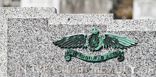 istock Wartime RAF pilot emblem on WWII gravestone 171354768