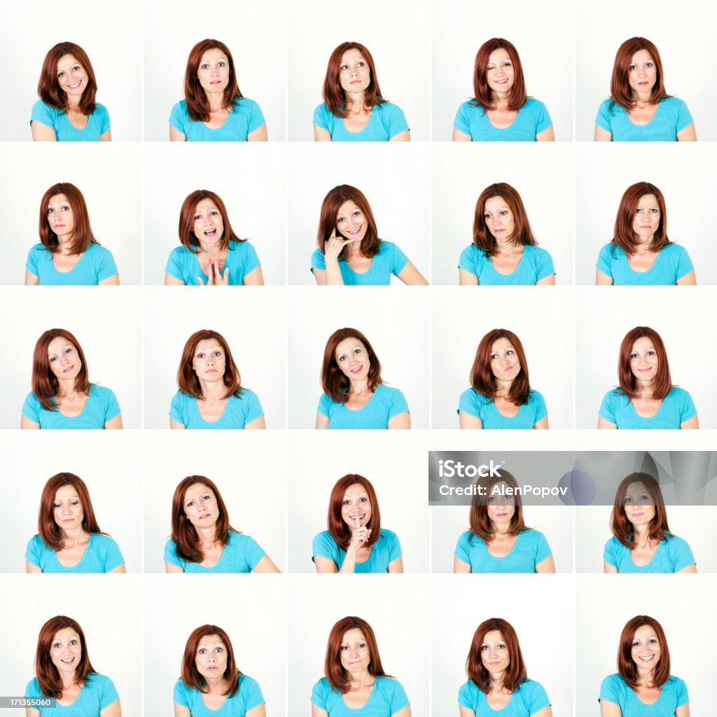 Facial Expression of Women Series of 25 portrait studio shoots of woman with various facial expressions. Facial Expression Stock Photo