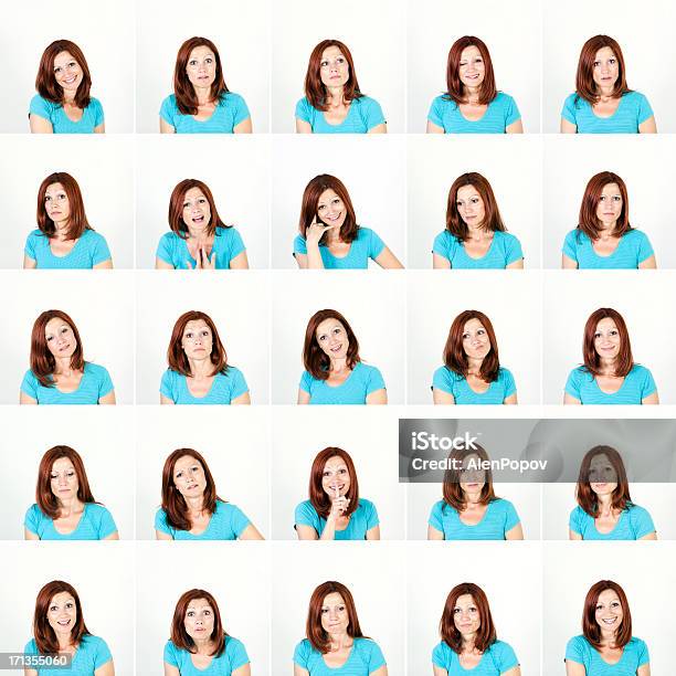 Expressão Facial De Mulher - Fotografias de stock e mais imagens de Expressão Facial - Expressão Facial, Imagem Múltipla, Variação