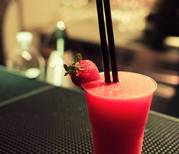 Strawberry margarita cocktail at wine bar