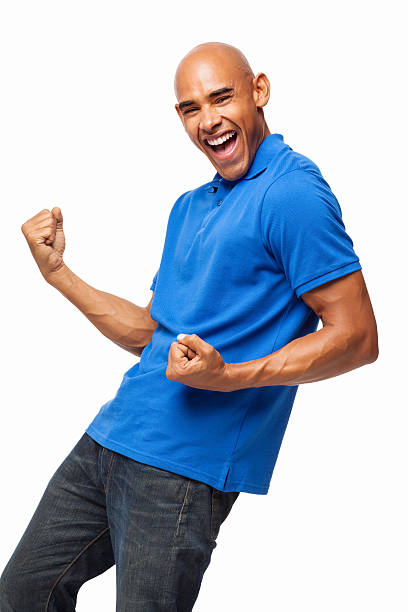 istock Ecstatic Man Cheering With Clenched Fists - Isolated 171355432