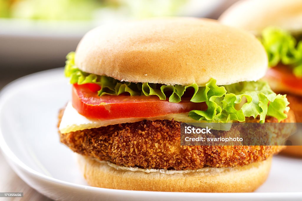 Mini-Burger mit Huhn - Lizenzfrei Paniermehl Stock-Foto
