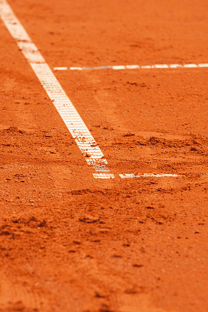 Clay tennis court. The French open Roland garros clay court. Grand Slam