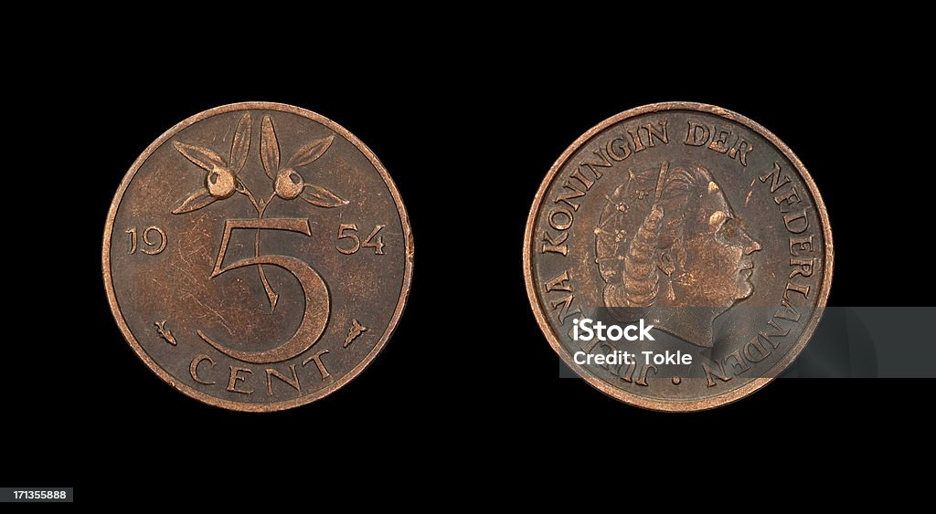 5-Cent-Münze, Niederlande, 1954 - Lizenzfrei 1954 Stock-Foto