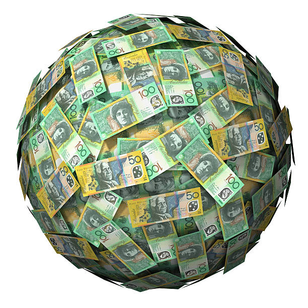 Australian Dollars Huge ball made of Australian Dollar notes. Isolated on white.For more money and finance images: australian dollar stock pictures, royalty-free photos & images