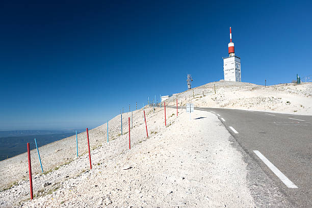 Summit area of Mont Ventoux in the Provence Region of France. The road goes all the way to the top and is well known as a cycling venue on the Tour de France.