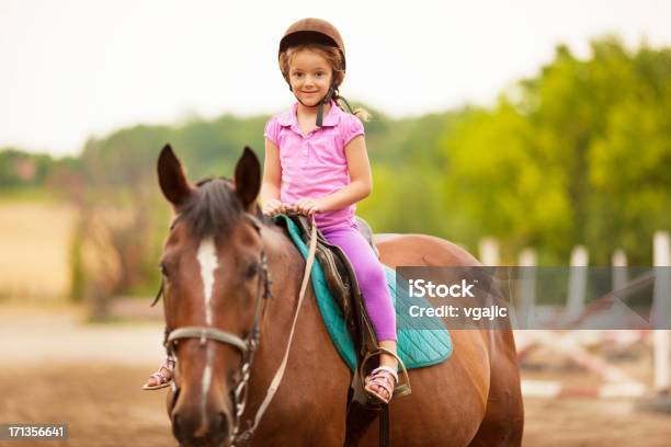 Child Riding Horse Outdoors Stock Photo - Download Image Now - Child, Horseback Riding, Horse