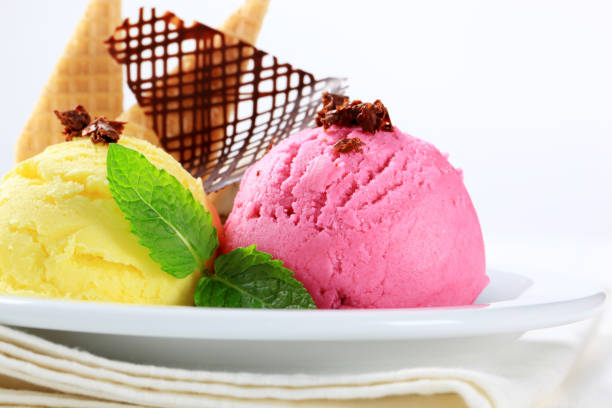 istock Vanilla and blueberry icecream on a plate 171356663
