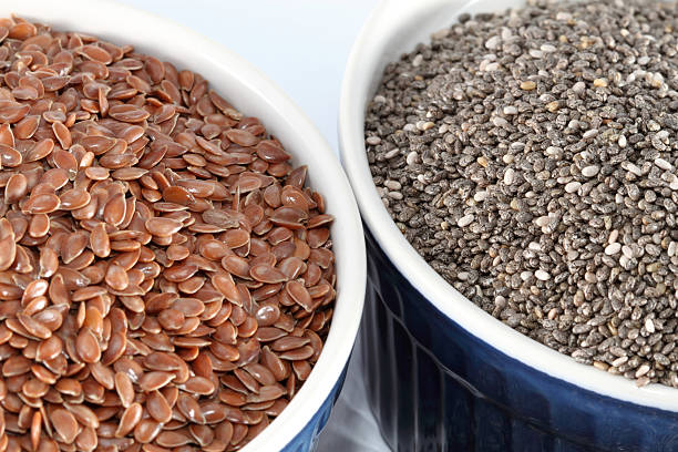 Flaxseed and Chia Seeds stock photo