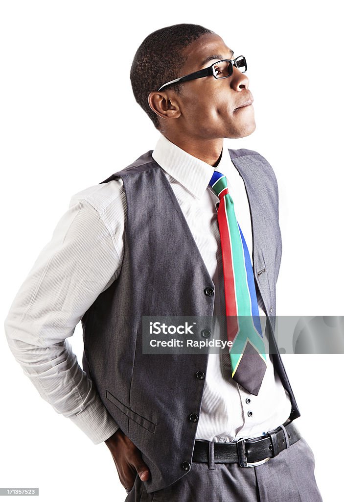 Bel giovane uomo d'affari alla ricerca di lato, interessati - Foto stock royalty-free di Abbigliamento elegante
