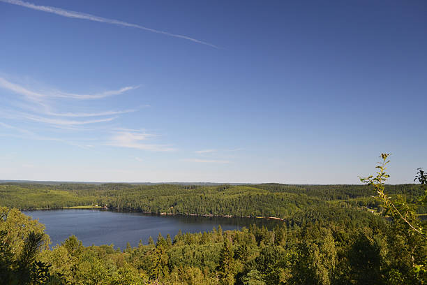 View of lake in Sweden stock photo