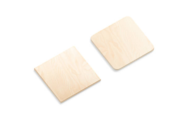 istock Blank square wood plate mockup set, side view 1713578110