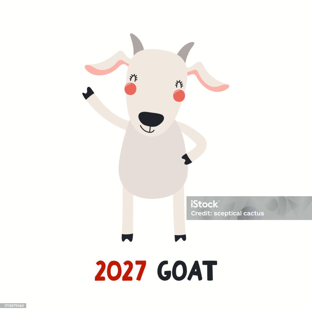 Cute Cartoon Goat 2027 Vietnamese Zodiac Sign Stock Illustration Download Image Now 2027