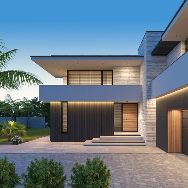 istock Modern Luxurious Villa with garden. 1713582147