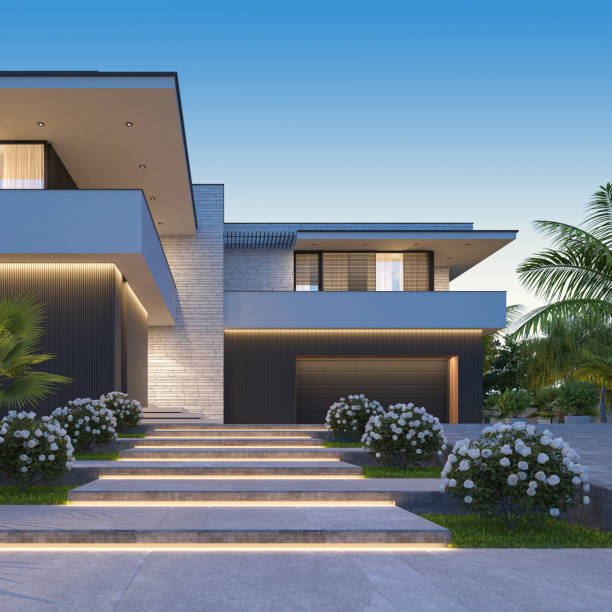 istock Modern Luxurious Villa with garden. 1713582149