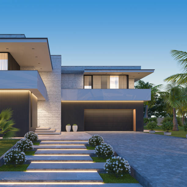 istock Modern Luxurious Villa with garden. 1713582178
