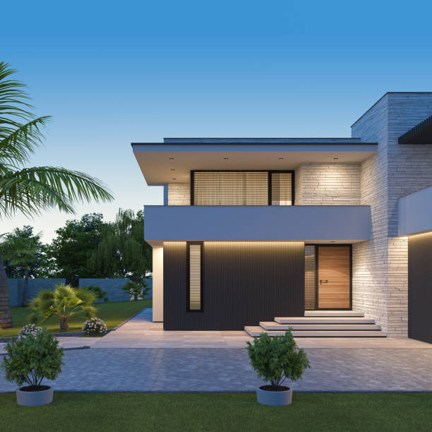 istock Modern Luxurious Villa with garden. 1713582180