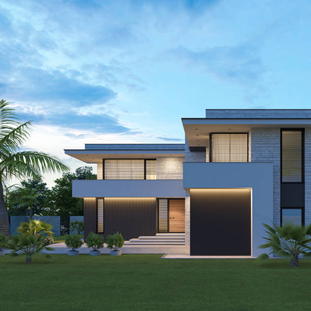 istock Modern Luxurious Villa with garden. 1713582281