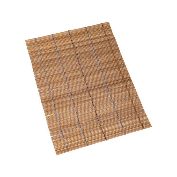 istock Brown japanese bamboo sushi mat isolated over white background 1713588542