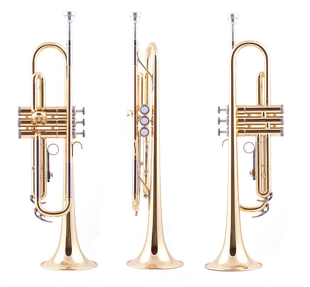 Orthographic views of a trumpet stock photo