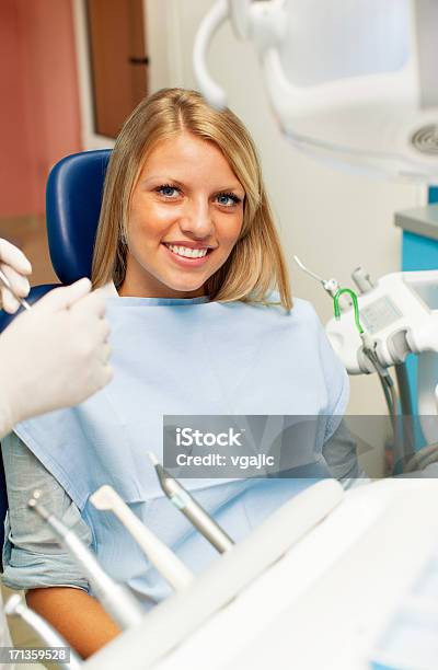 Photo libre de droit de Heureux Jeune Fille Au Bureau De Dentiste banque d'images et plus d'images libres de droit de Adolescence - Adolescence, Adolescent, Adulte