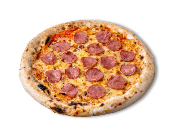 istock Calabrese sausage style pizza isolated over white background 1713595371