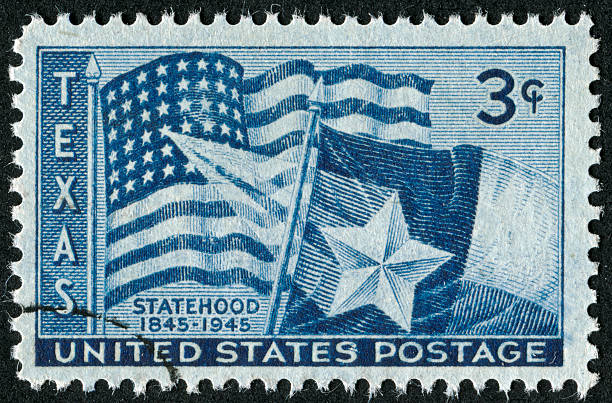 texas stamp - us state flag national flag flag three objects foto e immagini stock