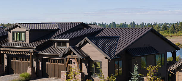 Residential metal roof stock photo