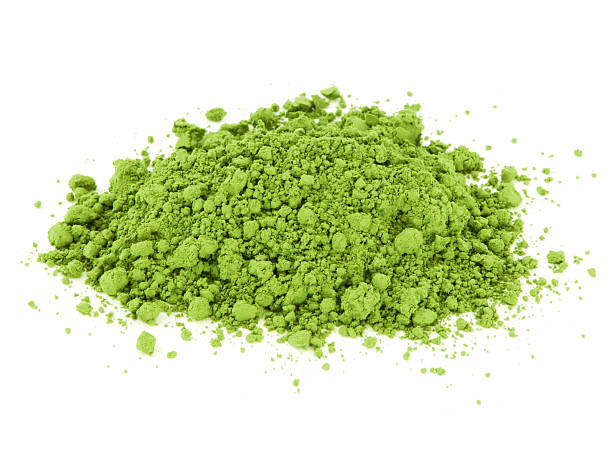 istock Pile of crumbled green Matcha tea on white background 171361316