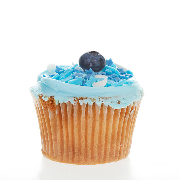 istock Blue cupcake with blueberry on top 171361431