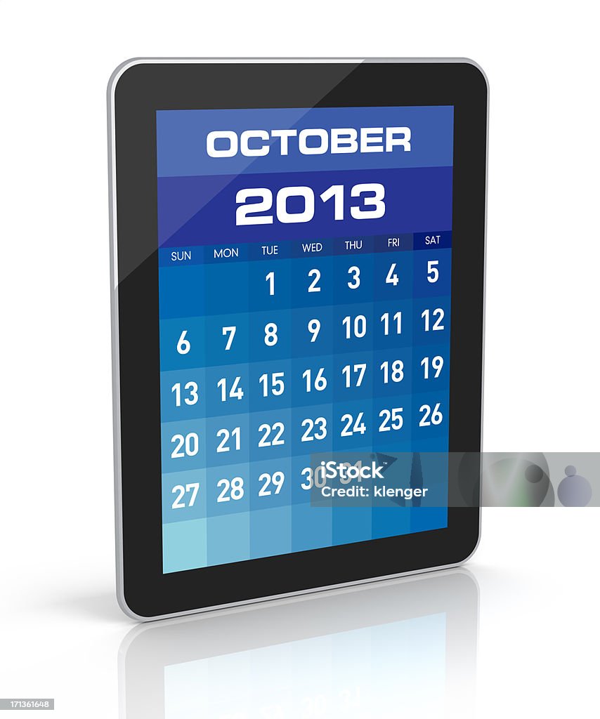 De calendário Outubro de 2013-comprimido - Royalty-free 2013 Foto de stock