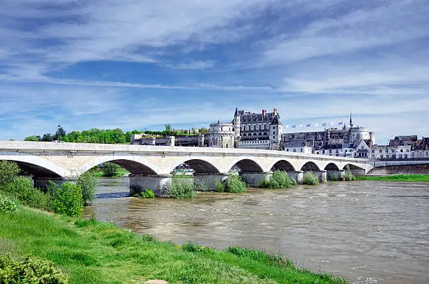 "Loire River and city of Amboise, France"