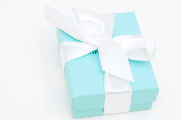 Tiffany and Co. gift box stock photo