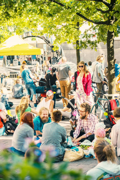 Helsinki street gathering - Kallio block party stock photo