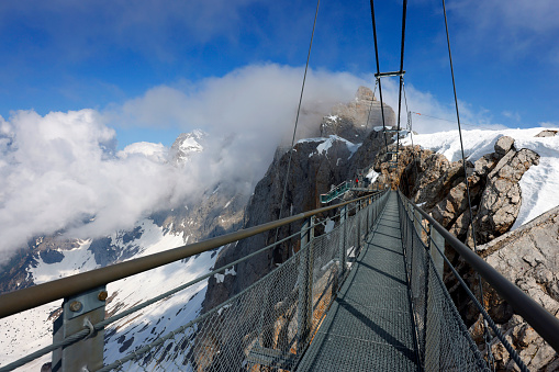 Alpine landscape Image from the skywalk rope bridge in Dachstein Mountains, Austria, Europe