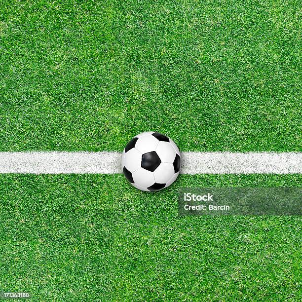 Футбольный Мяч На Зеленой Траве — стоковые фотографии и другие картинки Стадион - Стадион, Без людей, Белый
