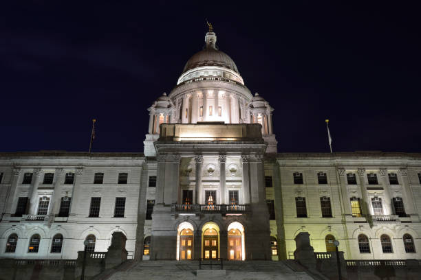 istock State House of Rhode Island at night 171363268