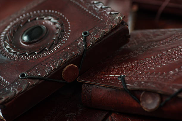 istock mystery brown leatherbooks diary and notebooks from indiary 171363306
