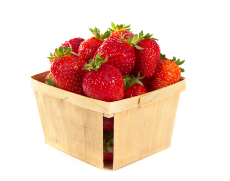 Small Wood Pint Box Of Fresh Strawberries
