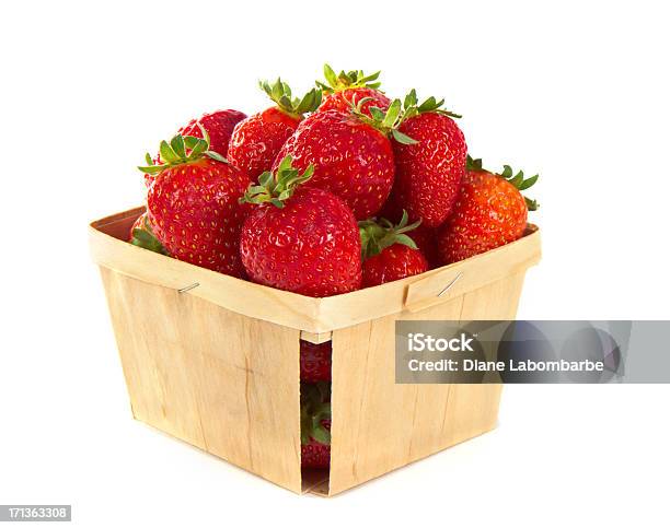 Small Wood Pint Box Of Fresh Strawberries Stock Photo - Download Image Now - Strawberry, Fruit Carton, Box - Container