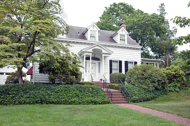Cape Cod House in United States Small cape cod style house in small town USA dormer stock pictures, royalty-free photos & images