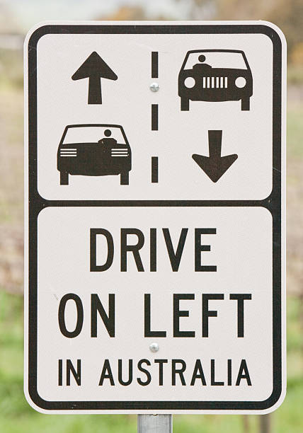 Sign - Drive on Left in Australia stock photo