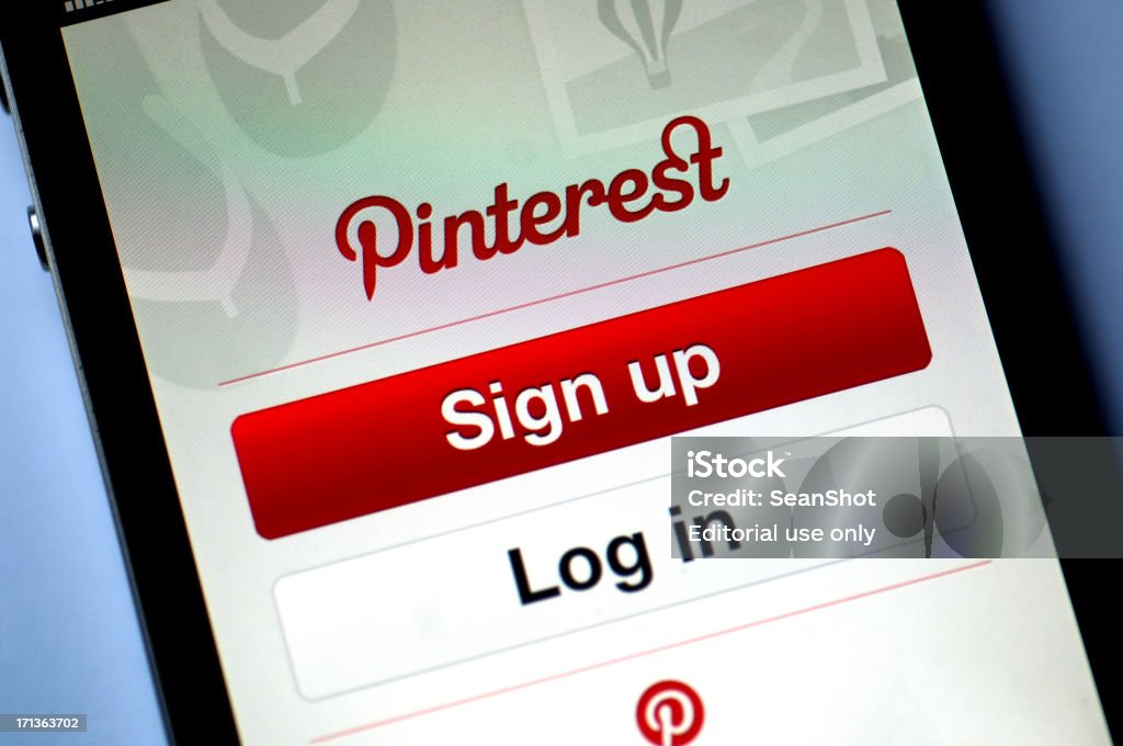 Pinterest のアプリケーションにログインページ - ピンタレストのロイヤリティフリーストックフォト