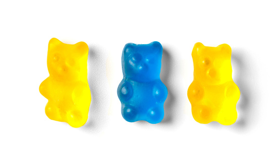 Gummi bear candy isolated on white background