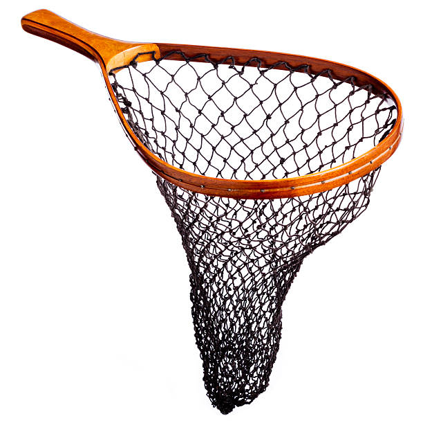 istock Fishing net with wood handle, isolated on white. 171364650