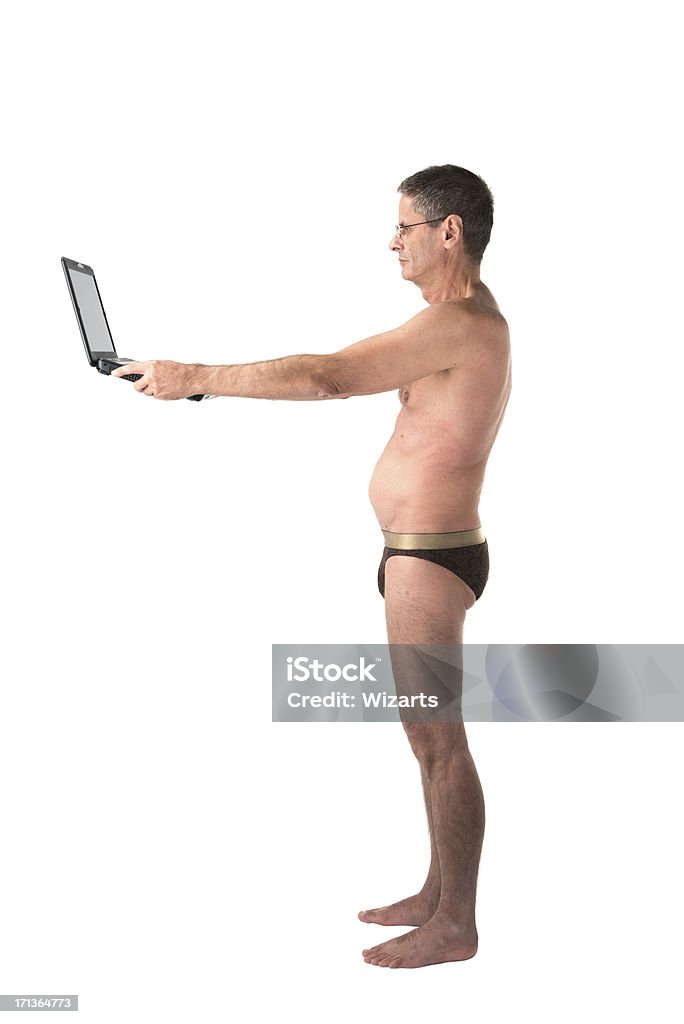 Hombre caucásico de semi desnuda blanco - Foto de stock de Adulto maduro libre de derechos